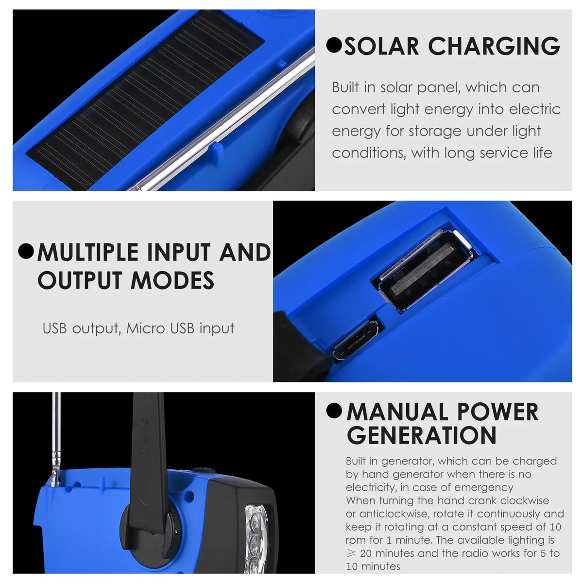 Crank fo Portable Hand / Hand / Reading climate Battery Emergency Cell NOAA Operated climate AM Lamp Power Solar Solar & Emergency LED Crank & with Flashlight Bank Rechargeable Charging
