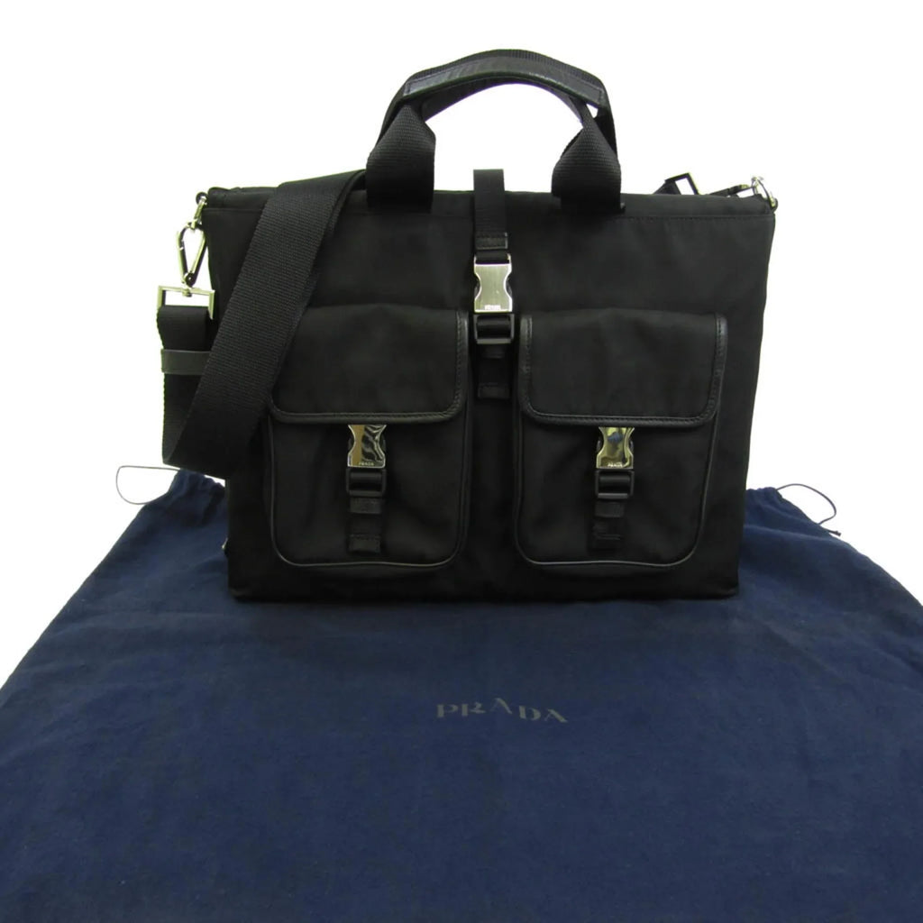 Prada Women,Men Leather,Nylon Pre-Owned (Good) Shoulder Bag Black