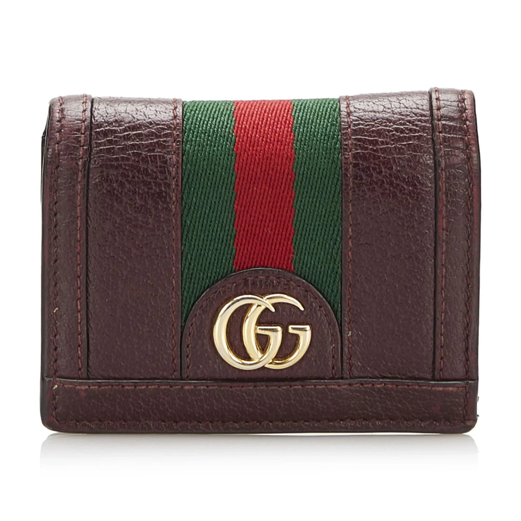 Leather Authenticated Wallets Pre-Owned Ophidia Small (Good) Unisex Red Calf