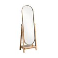Elegant Standing Oval Mirror with Wooden Frame