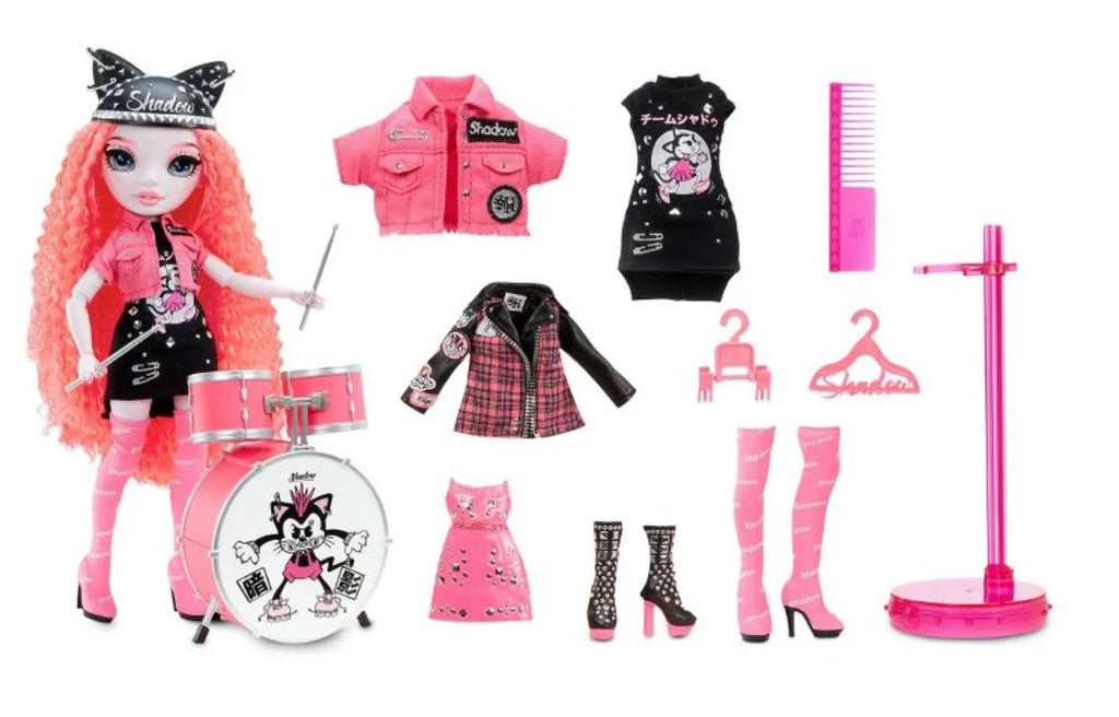 Years Gift Old Vision Designer Outfits High (Neon 2 Shadow-Mara Rock Mix Neon Band for Pinkett Collectors 6-12 Doll. Accessories & & Great Match Kids Fashion Pink) Rainbow Shadow Playset,