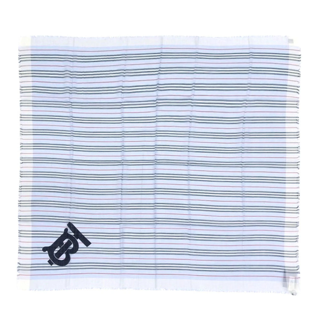 (Like blue wool New) light scarf border Pre-Owned BURBERRY silk 80173691 Burberry stripe