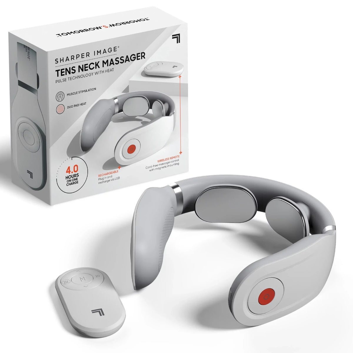 Heat & Battery Life 3 & Intensity Image® Massage Neck Soothing Therapy Hour 4 Muscle Pain 15 USB With Levels, Stimulator Remote, with Tens Rechargeable, Relief Modes Wireless Sharper