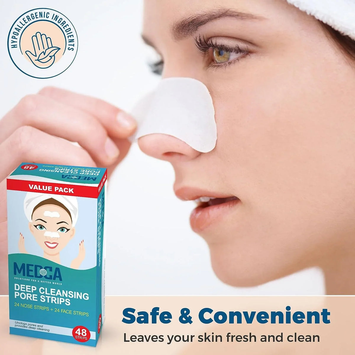 Deep Pack, Cleansers Facial MEDca Combo 48 Pore Cleansing Strips Sensitive Strips