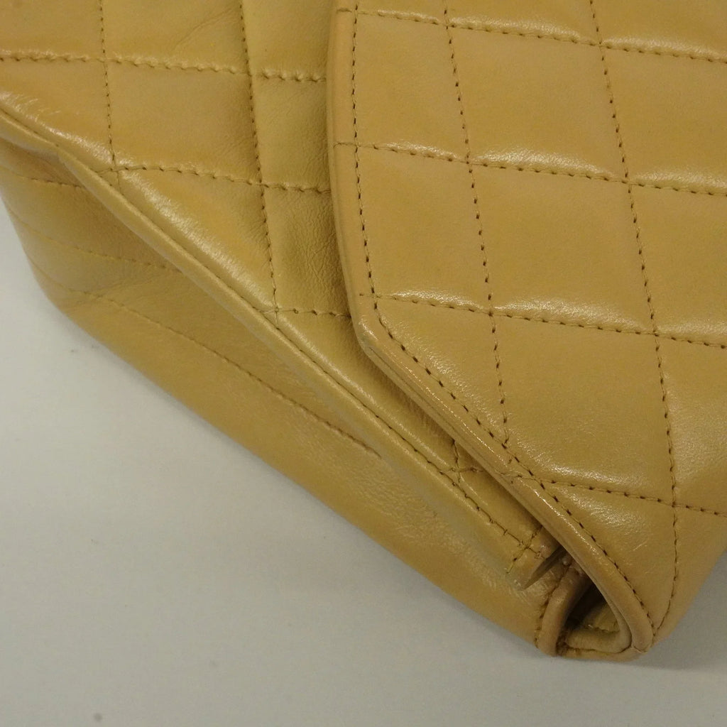 Used Beige Shoulder Single Authenticated Women's Bag Matelasse Leather Auth Chain