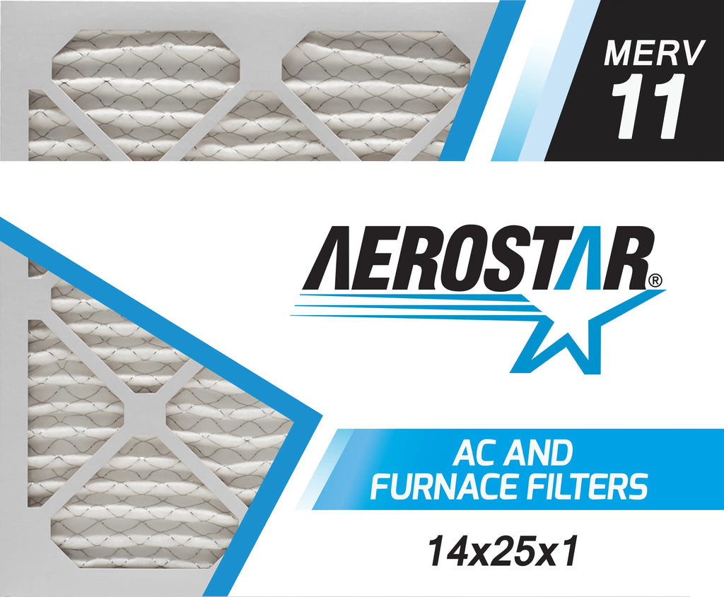 MERV Pack AC Filter, 14x25x1 Furnace Filter, 11 Aerostar 2 Air Air Pleated