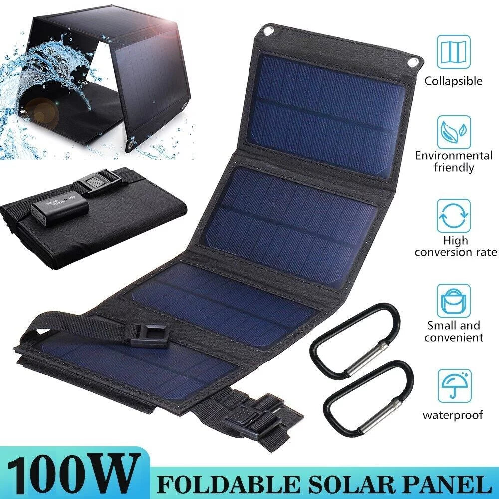 iPhone, Laptop, Suitable for Station, Solar for Camping Suitable exterior Travel Portable USB MDHAND Foldable Port, 80W RV Panel Power Caravan Ipad,