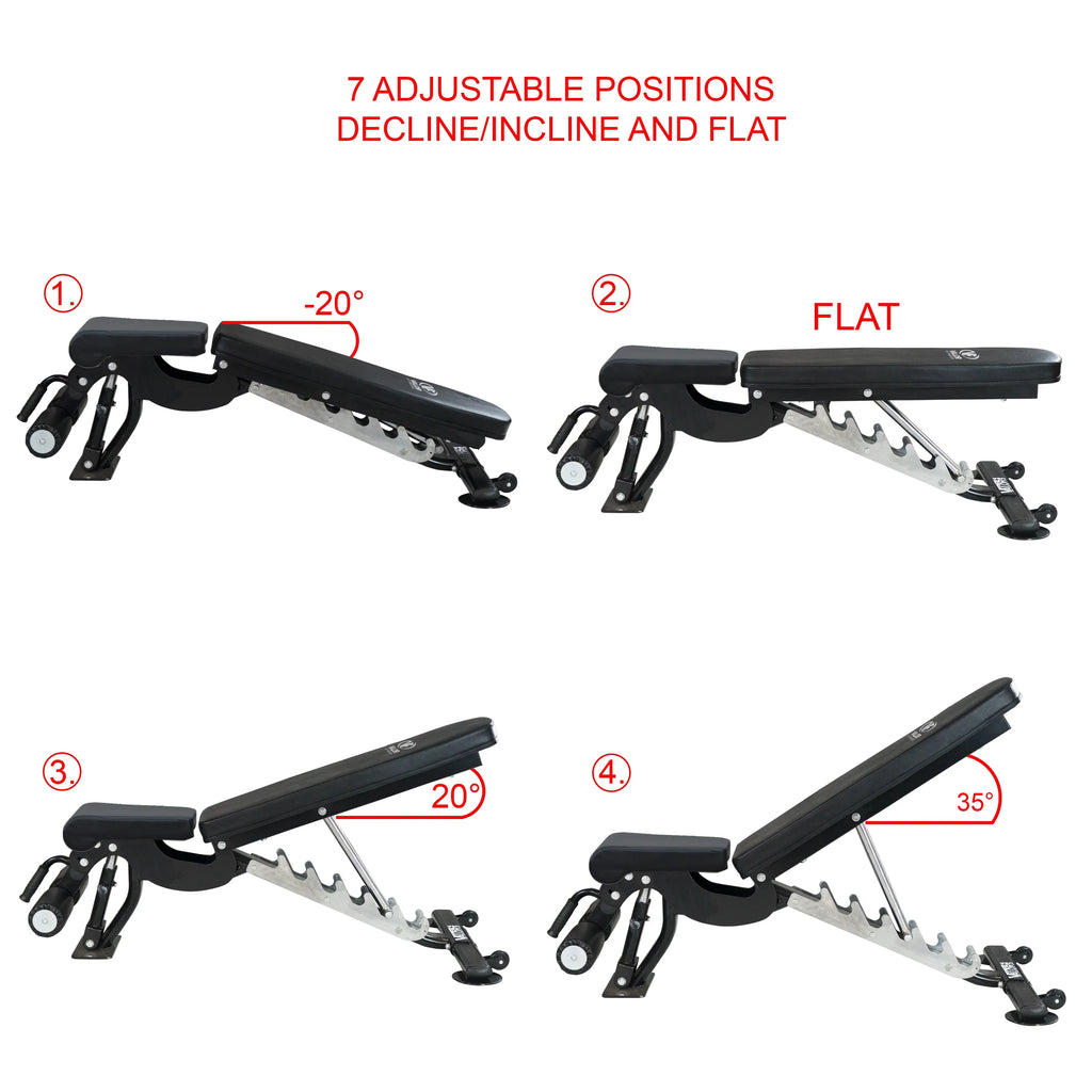 – Fitness Flat, Heavy 7 Nylon Decline Black Wheels Bench Duty Press, -DD-40 Including Incline, Bench Weight and Positions Adjustable with Valor