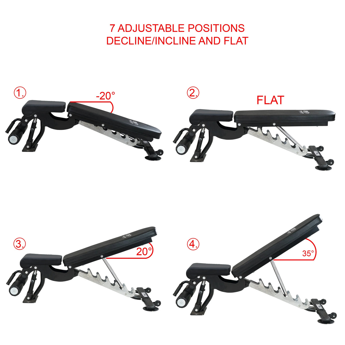 – Fitness Flat, Heavy 7 Nylon Decline Black Wheels Bench Duty Press, -DD-40 Including Incline, Bench Weight and Positions Adjustable with Valor