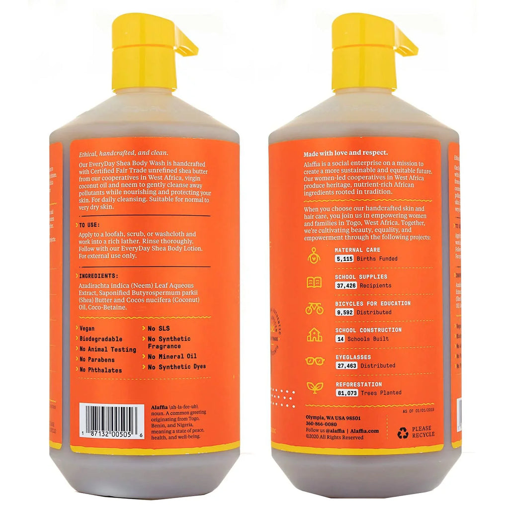 Cleanse Ea. With And Body Pack Coconut Naturally Butter, Wash, Natural Stripping Fl Helps Unscented, Without And Neem, Shea Oil, Moisturize Oils Trade Oz 32 Fair Everyday Shea Alaffia 2 -