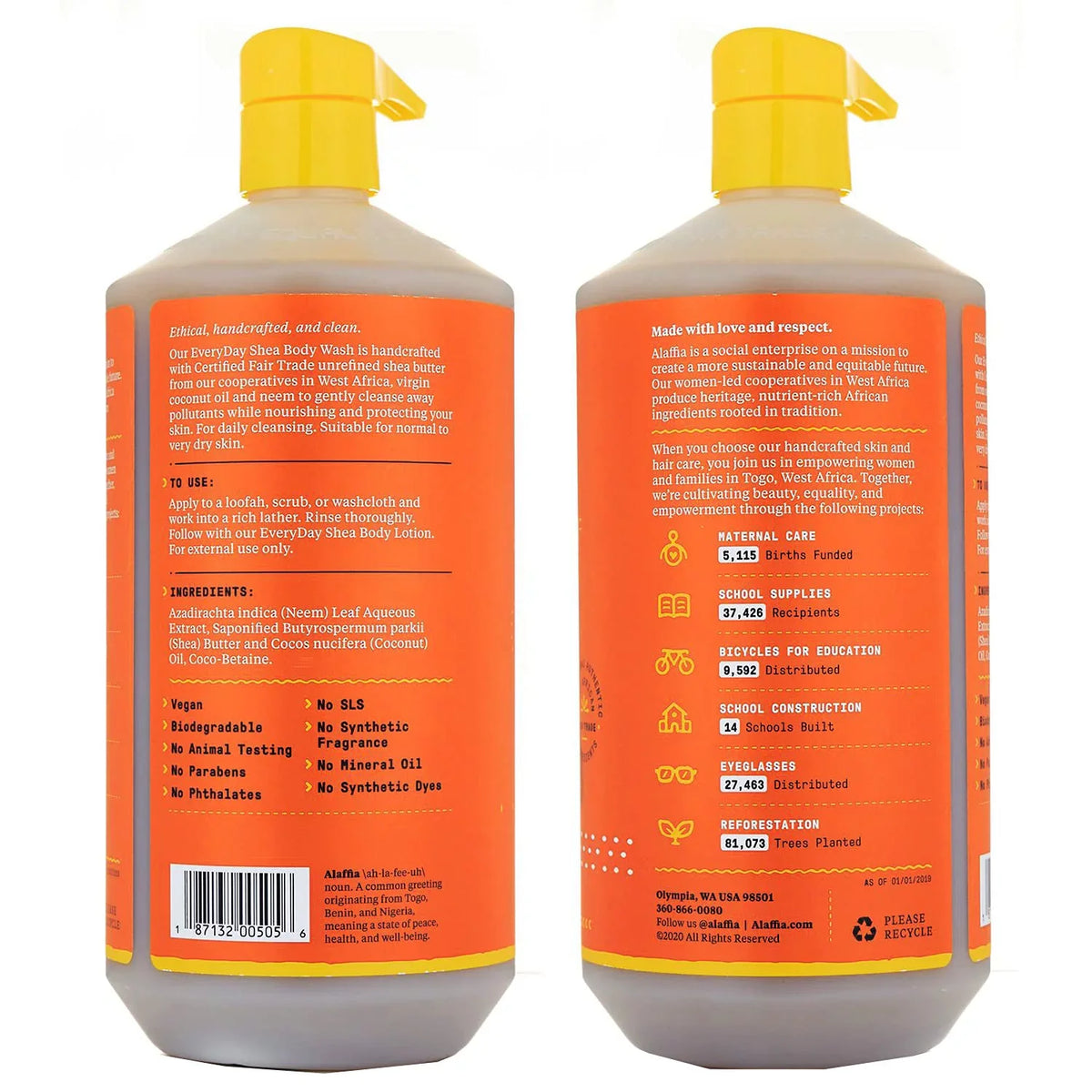 Cleanse Ea. With And Body Pack Coconut Naturally Butter, Wash, Natural Stripping Fl Helps Unscented, Without And Neem, Shea Oil, Moisturize Oils Trade Oz 32 Fair Everyday Shea Alaffia 2 -
