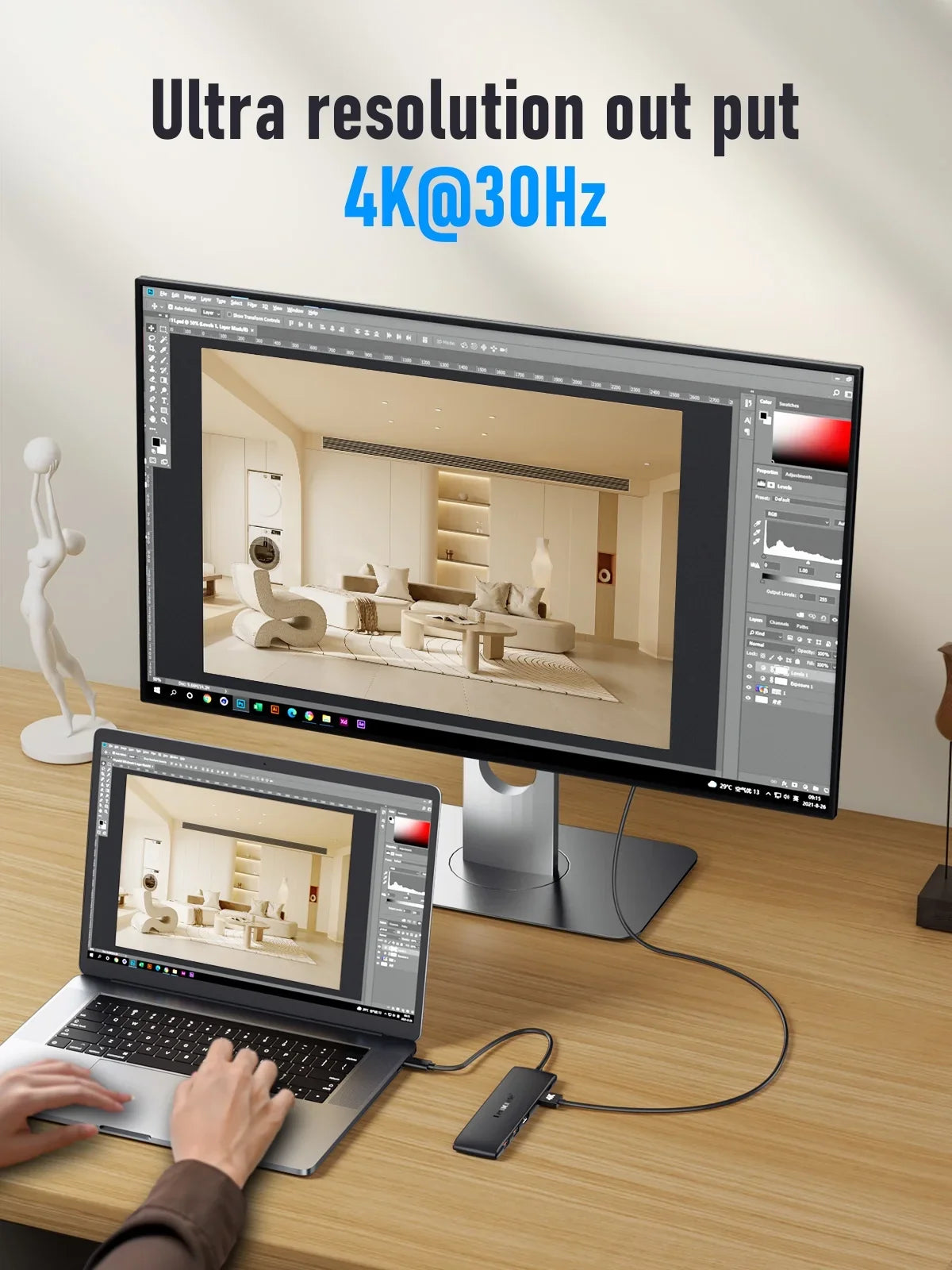 USB 3.1 Hub Gen Ports Outputs 2 USB Adapter 4K 2 C Lemorele with USB HDMI 3.0 10-in-1 USB C 4