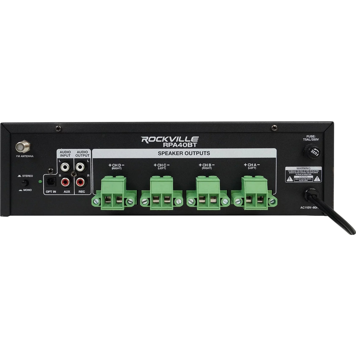 Wall Audio Rockville Kit 4-Room Home Speakers Receiver+(8) RPA40BT Black Slim