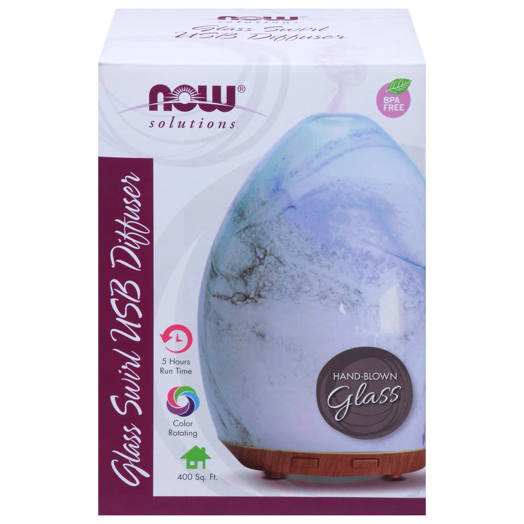 Ultrasonic USB Essential Swirl Now Foods, Glass Oil Diffuser