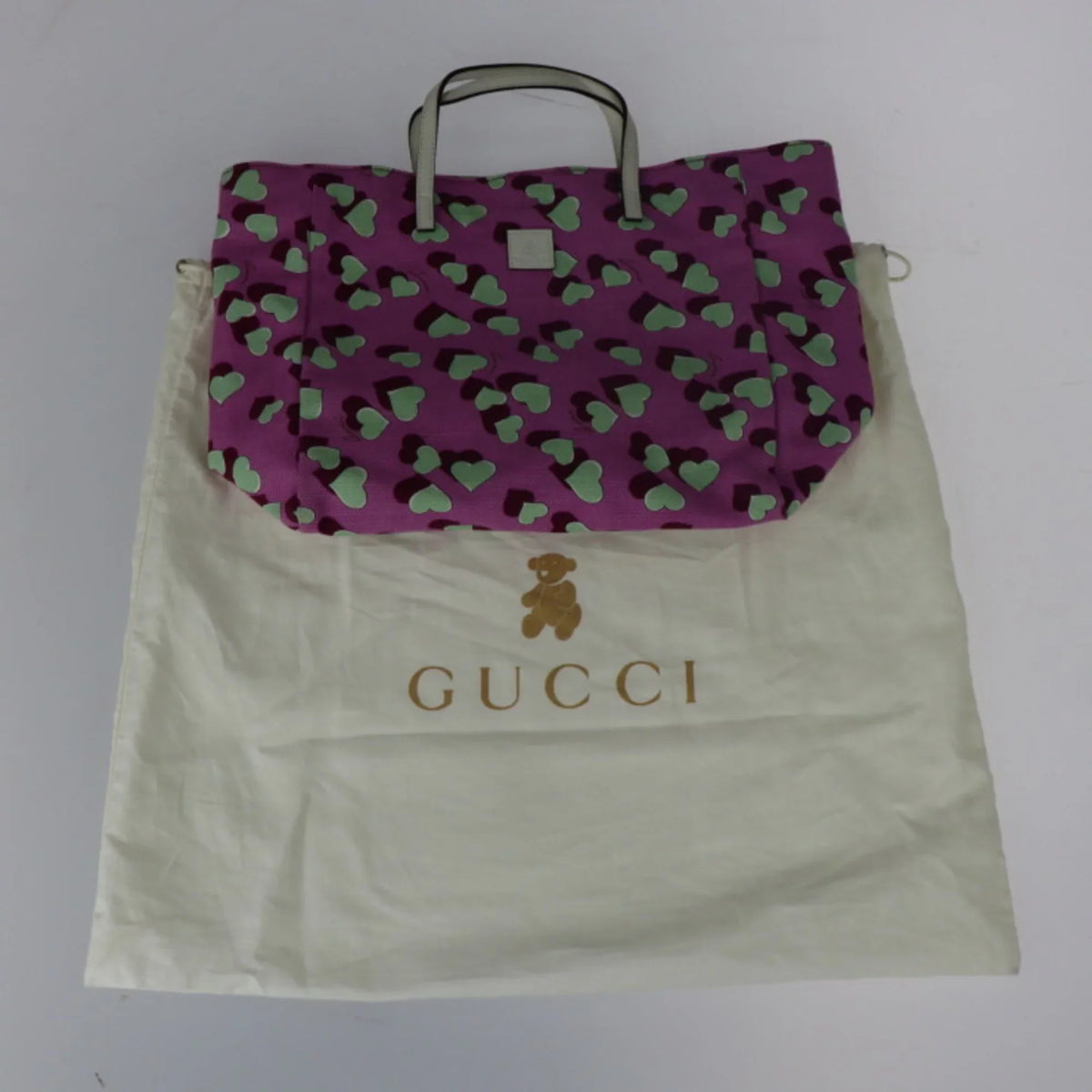 Children's Series (Good) Baby Pink Multicolor Handbag Bag Tote 284721 Canvas Pre-Owned Heart Leather
