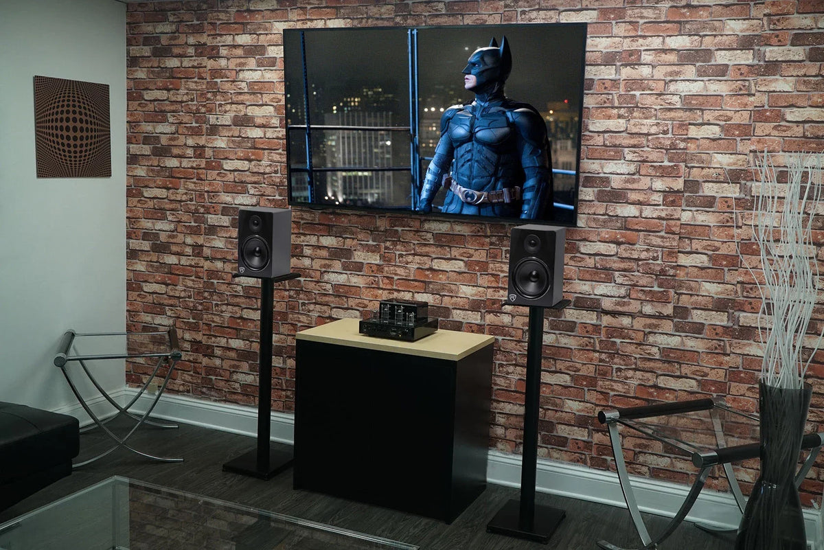 37" Steel Bookshelf / Studio Pair Rockville Monitor RS37B Speaker Stands Black in