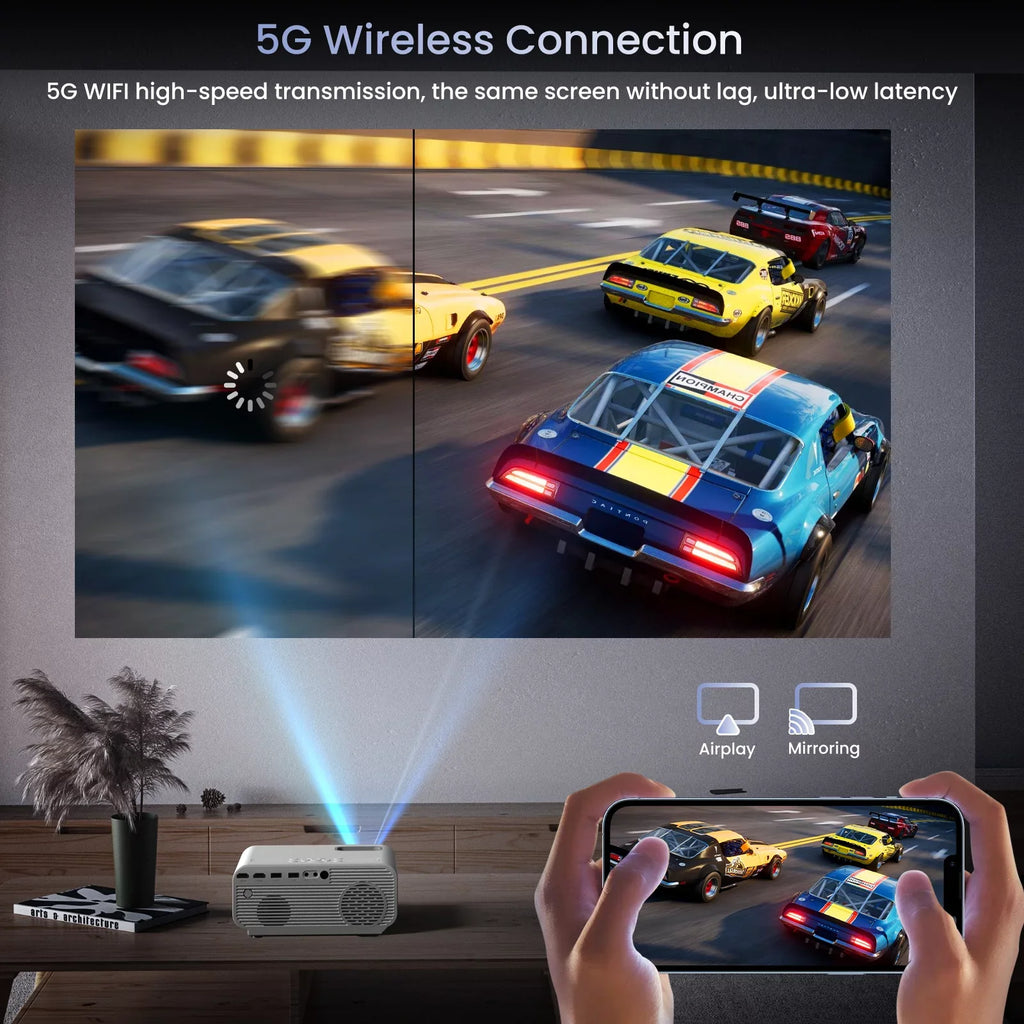 Movie Projector Theater with Bluetooth, and , AUOSHI Projector For Home Projector 5G/2.4G 1080P exterior , Video Portable Support 4K 12000LM Wifi Mini Projector