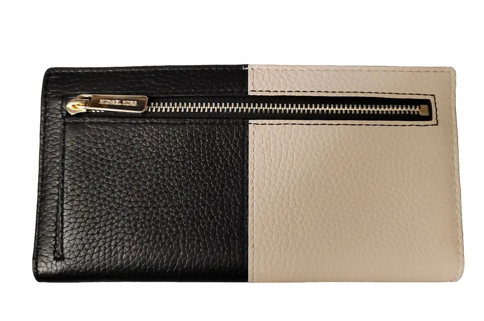 LARGE MICHAEL JET AND BIFOLD BLACK WHITE REED WALLET FLAP KORS SET SNAP