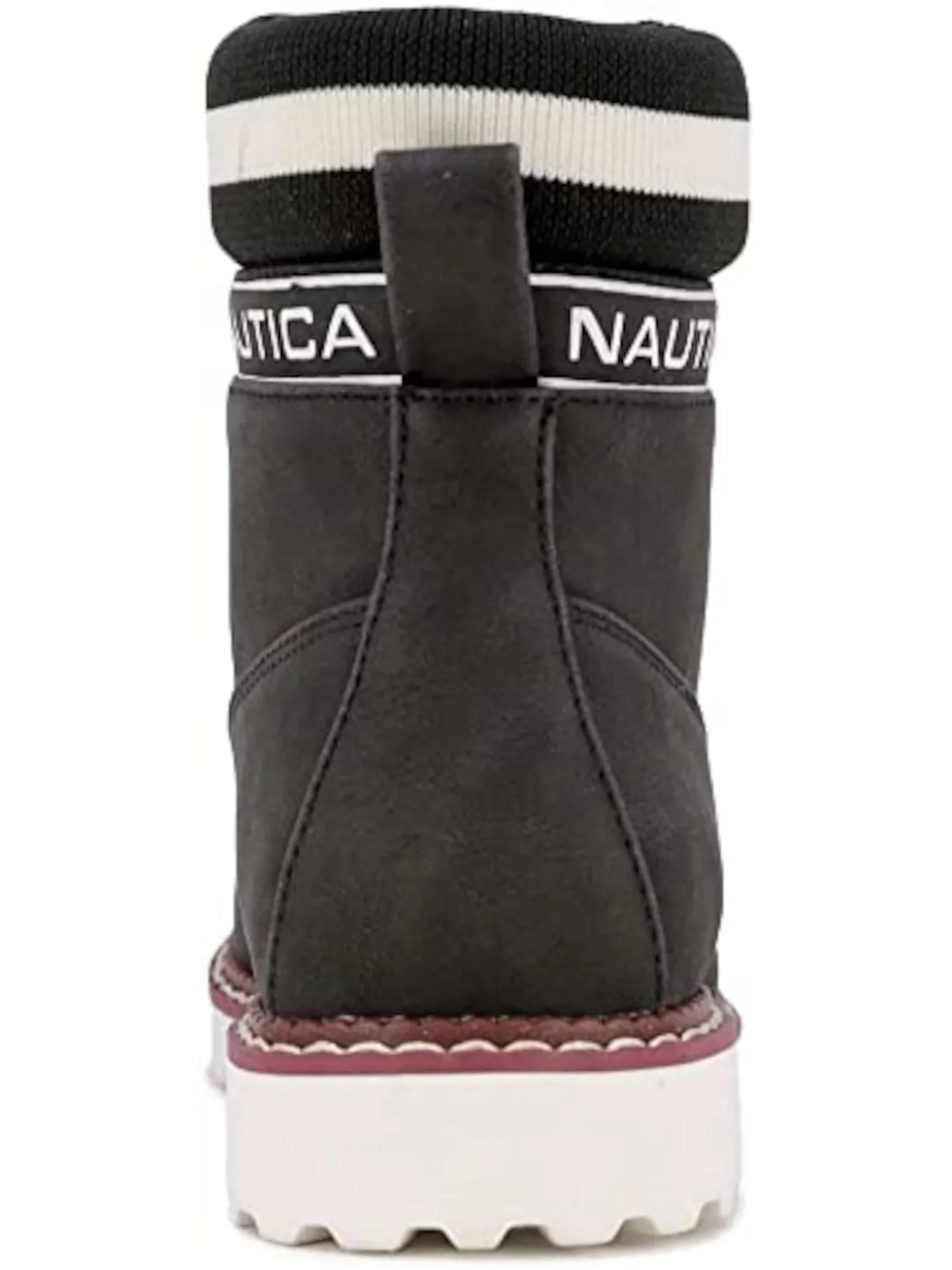 8 Hiking Lace-Up Womens Toe M Round Romilly NAUTICA Boots Strap Mixed Media Black Logo