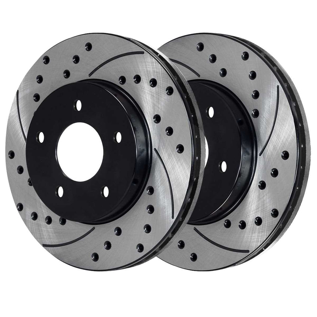 Durango Driver Slotted 2005 Front and RWD Ram Replacement 5.9L Rotors Ceramic 2004-2006 4.7L Pads Kit and for V6 Black Side Dodge AutoShack Drilled Brake 4WD 1500 Passenger V8 2002-2004 3.7L 5.7L