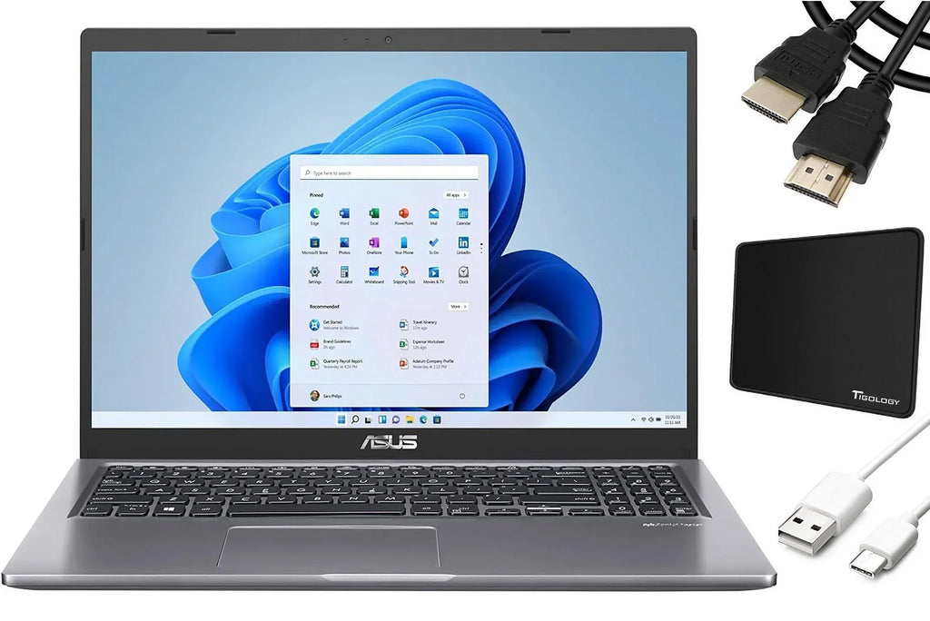 Tigology 15.6" 5, Home, Touchscreen, i5-1135G7, RAM, Keypad, + PCIe Grey ASUS 15 Intel Accessories FHD SSD, Core Webcam, Numeric Laptop, Vivobook 11 Windows 12GB Wi-Fi 512GB