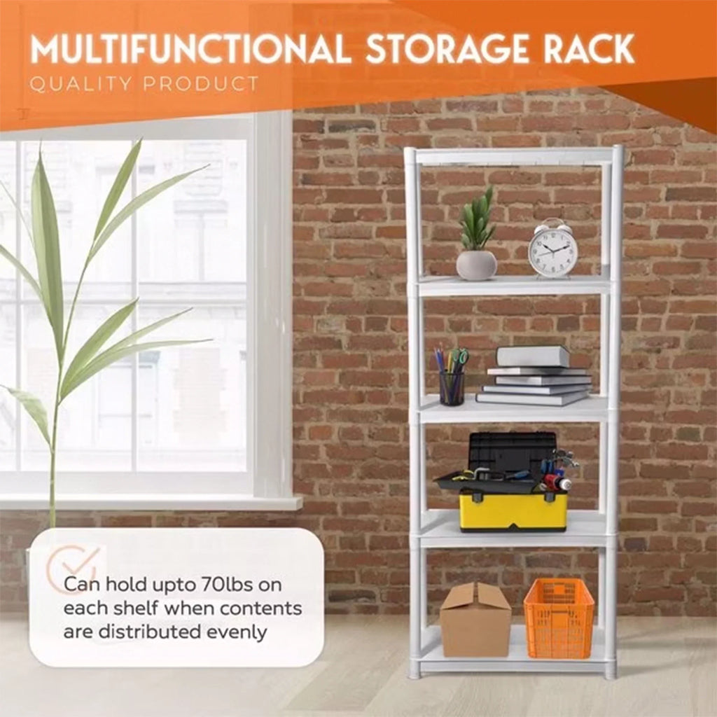 5 Juggernaut Plastic Storage Tier 75.5" Utility Shelving Garage/Shed Rack