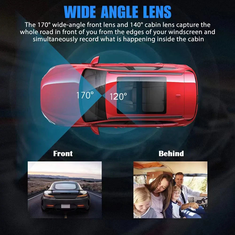 Dash Recorder Car 1080P Kepeak Camera HD G-Sensor Dual Lens Video Front/Rear/Inside Cam