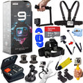 HERO9 More Tripod, Camcorder 1 Strap, GoPro 4K Chest with In 64GB, ACCESSORY Waterproof SanDisk Medium All Stick Head and PRO 3-Way KIT Selfie Much Case, and Black