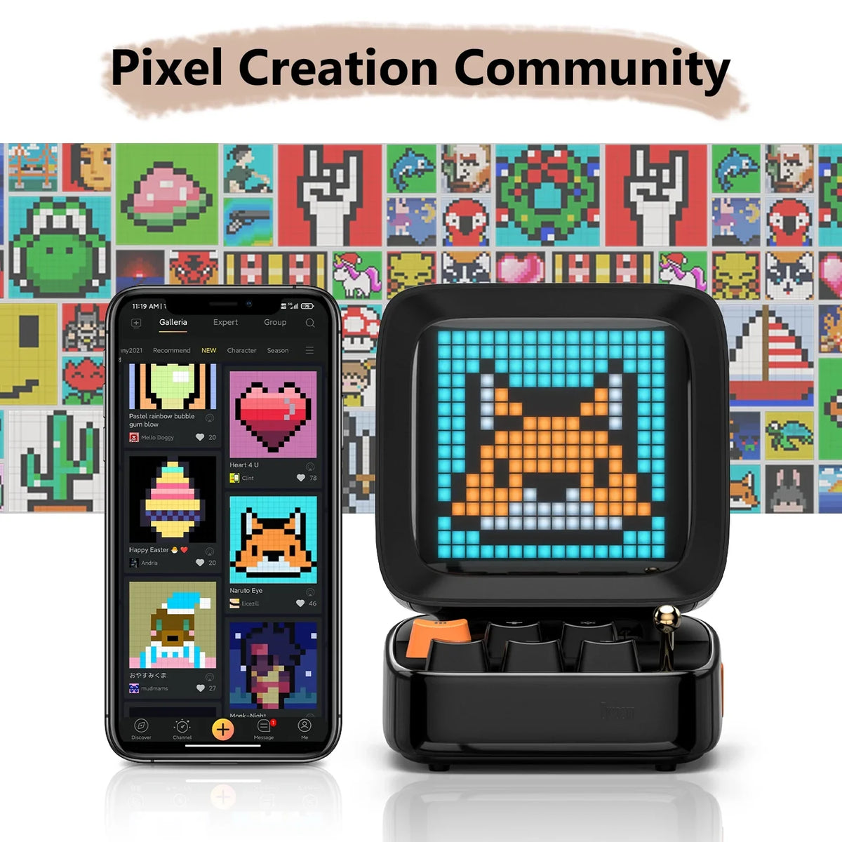 Pixel Speaker, 10W, Blutooth Art Ditoo Divoom Plus Black