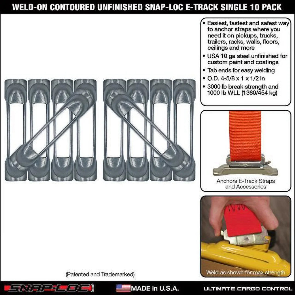 Single Trucks, E-Track Logistic for Trailers SNAP-LOC Tie-Down protection), Strap rust Unfinished Contoured (zinc Pickups, Weld-On 10-Pack Anchor