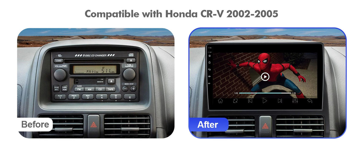 2002-2006 Auto/GPS/Bluetooth/FM/AUX-in/Steering Radio 10 Camera for with Android Built-in Wheel Inch Control Carplay/Android TouchScreen Honda Backup 9 CR-V Stereo Double Car Din Wireless