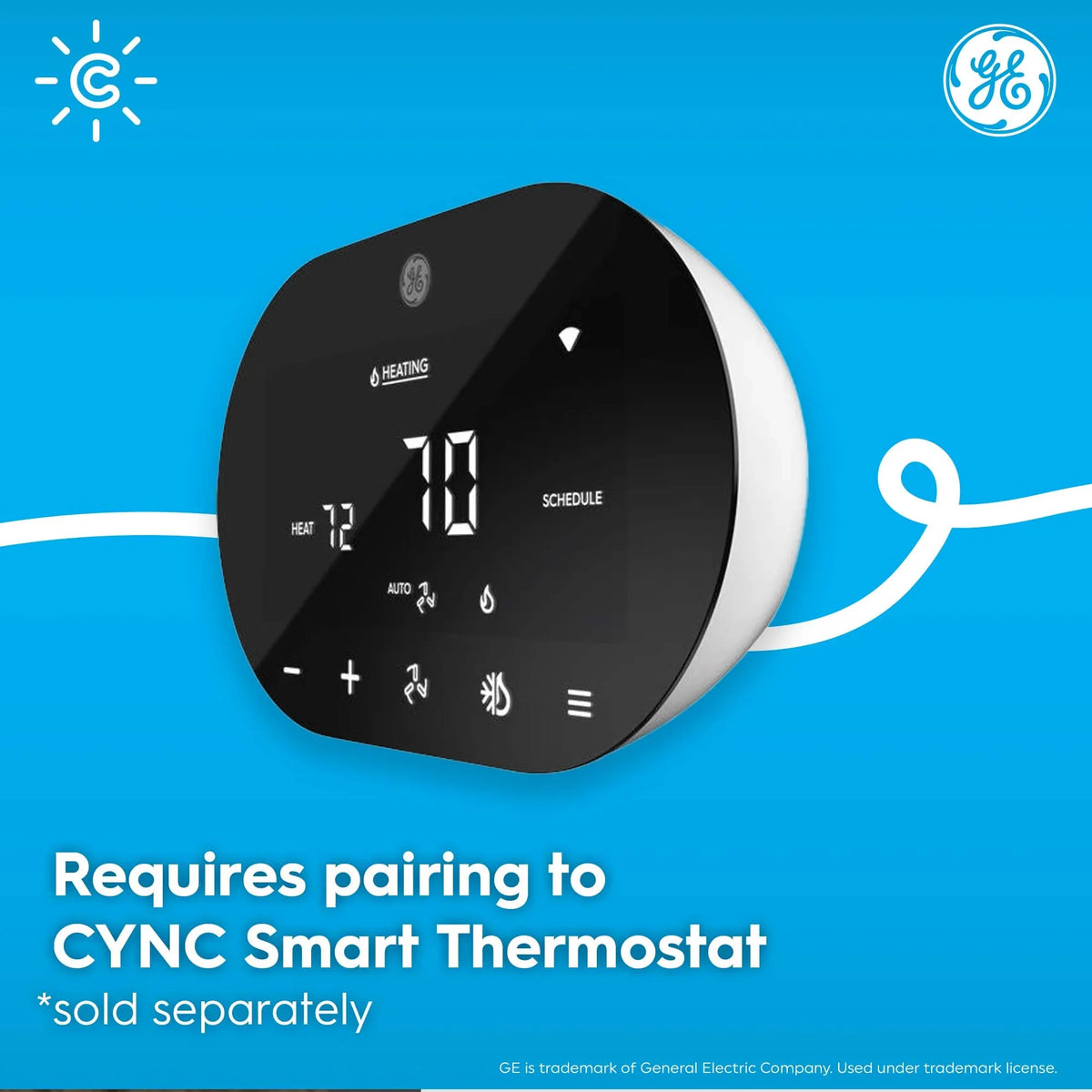 CYNC App Smart Sensor, Humidity in Pack) Schedules Separately), Smart Sensor, Thermostat Temperature Thermostat (1 Set with CYNC CYNC (Sold Sensor, GE Works