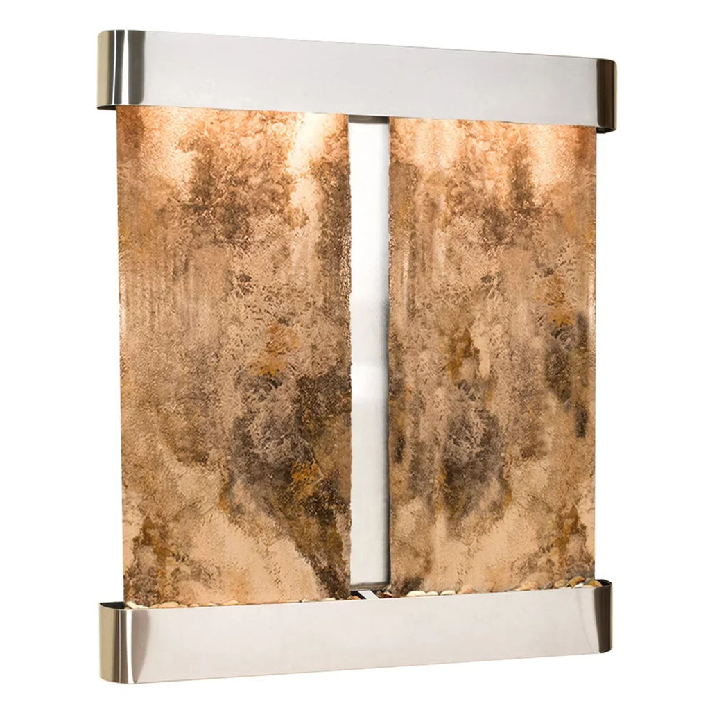 Round Stainless CFR2008 Adagio Falls Cottonwood Magnifico Travertine Steel Wall Fountain