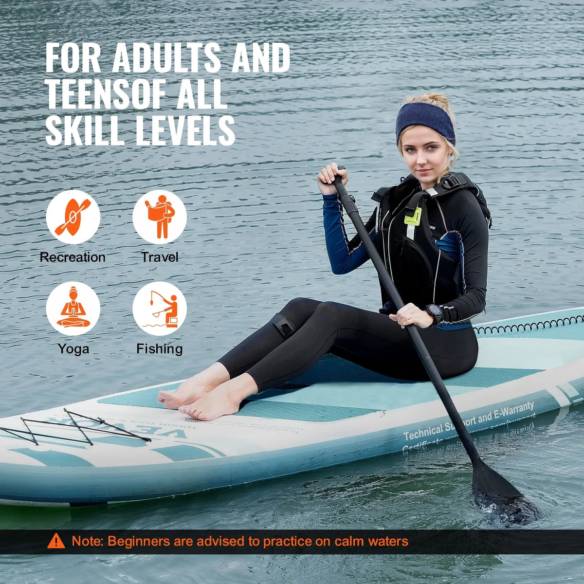 with 11' Paddle Board Paddle Up Inflatable Board Sup Stand Accessory SKYSHALO Surf