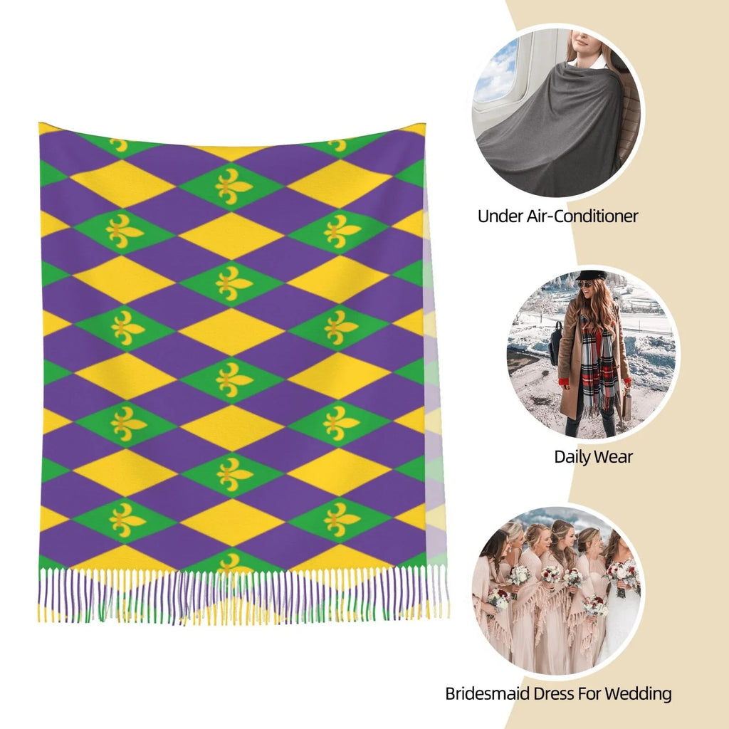 Soft Wrap Feel Cashmere Warm Scarves Women Large Mardi Scarf Gifts- Bingfone Shawl Print Gras Winter Art For Elegant