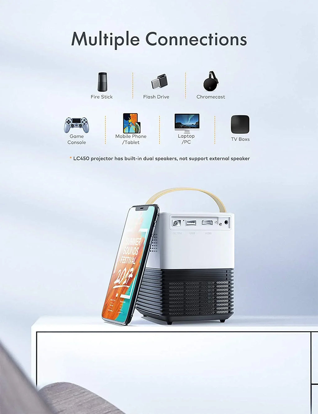 Support Theater ,LCD Screen, Projector APEMAN inch Portable LC450 Mini 1080P,120 50000Hrs Home