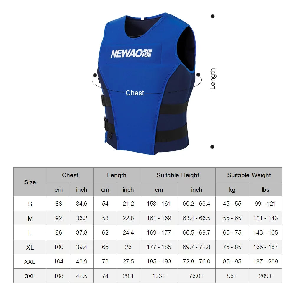 Skiing Safety and Jacket, NEWAO liquid Neoprene Sailing Float Suit for