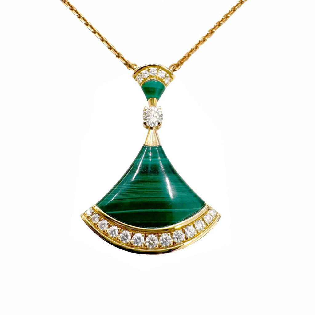 Pendant BVLGARI Ladies Pink Bvlgari Diva Dream (Good) Malachite Necklace Diamond K18PG Pre-Owned 7.3g D0.28ct Gold