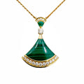 Pendant BVLGARI Ladies Pink Bvlgari Diva Dream (Good) Malachite Necklace Diamond K18PG Pre-Owned 7.3g D0.28ct Gold