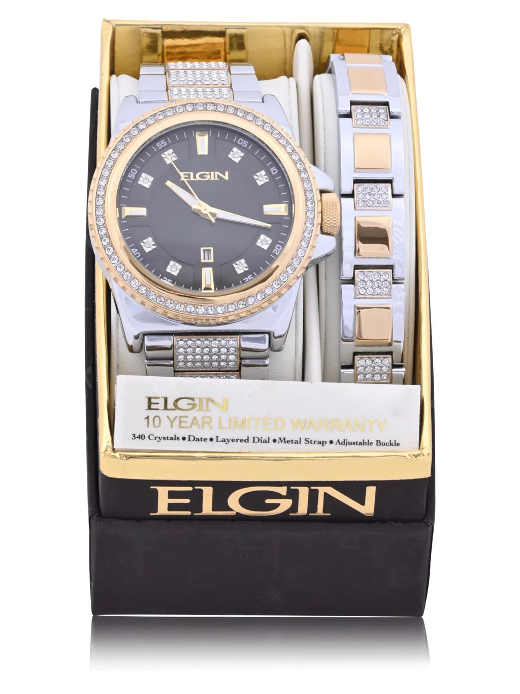 and Adult and and Stones Elgin Bracelet Gold Silver Male (FG180015ST) Set in Alloy Watch Case with