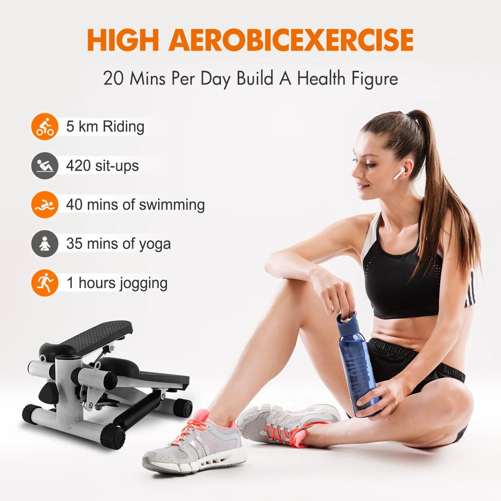 Equipment Exercise, Bands, Stepper Resistance Stepper Adjustable Mini Height Gray Stride with Stepper Cardio for Stair