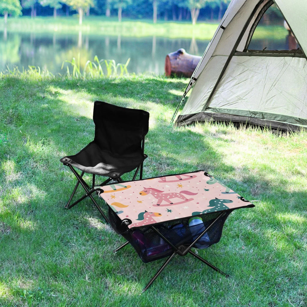for Picnic Folding Horse Table Table Camping Fishing exterior Portable Cartoon Beach Compact BBQ Table Bag with Travel Stars and Storage