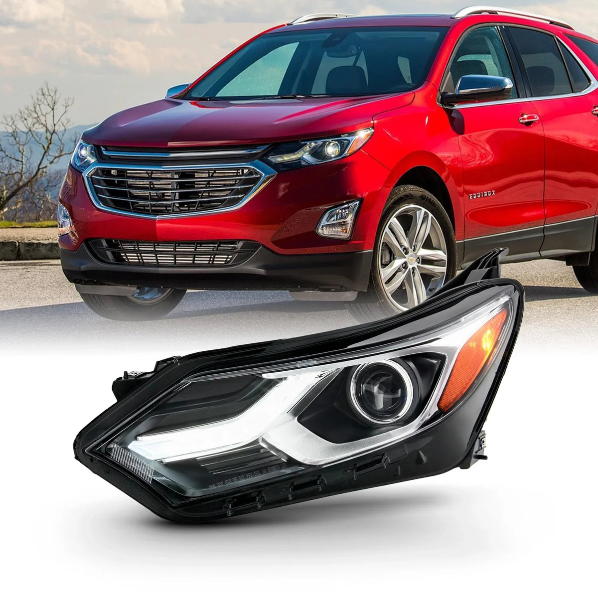 Left 2018 Headlamp 19 2021 DRL 18 Driver 2019 AKKON Chrome Chevy [HID/Xenon Type] Headlight Fits LED 20 - 2020 Equinox Side
