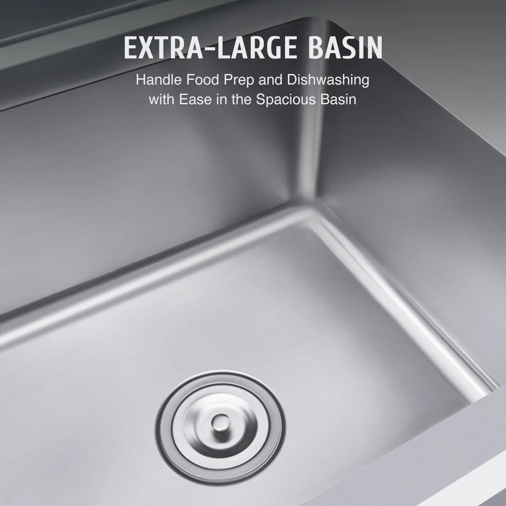 Steel w Backsplash Utility Drainboard Stainless Strainer for Kitchen Commercial Sink Wilprep Bar