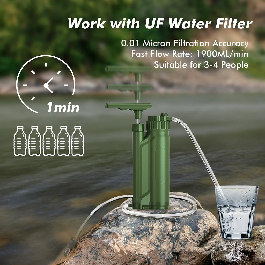 Camping Hiking GoolRC Pump System Filter Portable Gear Preparedness Survial Travel Purification for