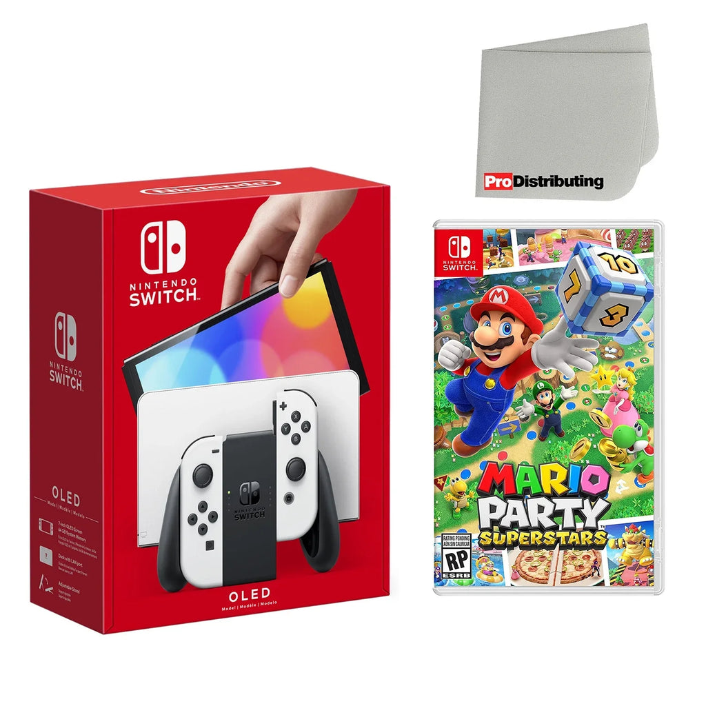 Screen Mario and OLED with Cleaning Party Cloth Nintendo Superstars Console White Switch