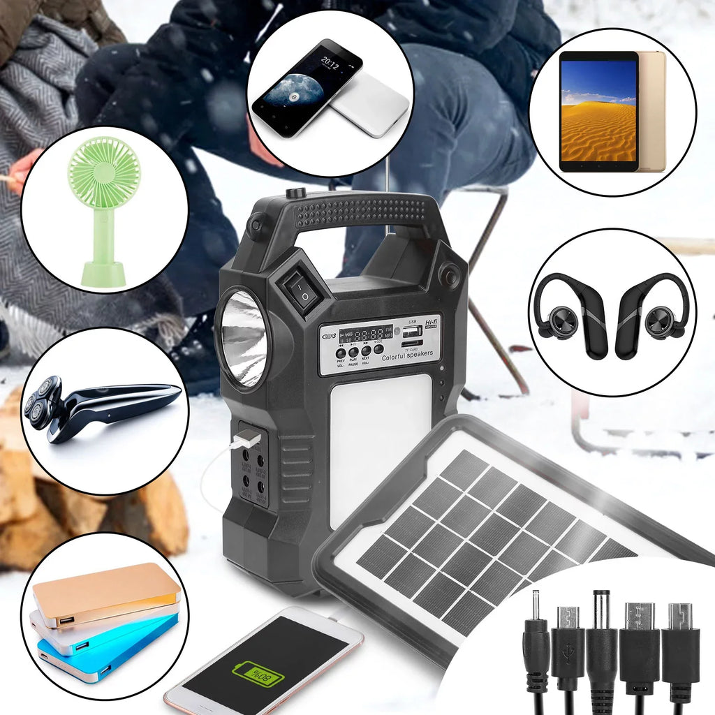 Solar Camping Power iMounTEK Station Hiking Charge LED to Portable Rechargeable Power Bank Dual 3 Bulbs Way for Generator Powered Panel exterior Station Flashlight with