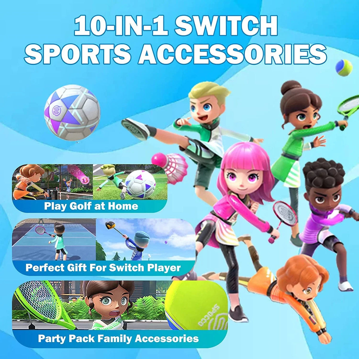 Switch Tennis for Sports, Kit Accessories 10 etc HOH in Bundle with Family Rackets,Sword Accessories Clubs 1 Grips,Golf
