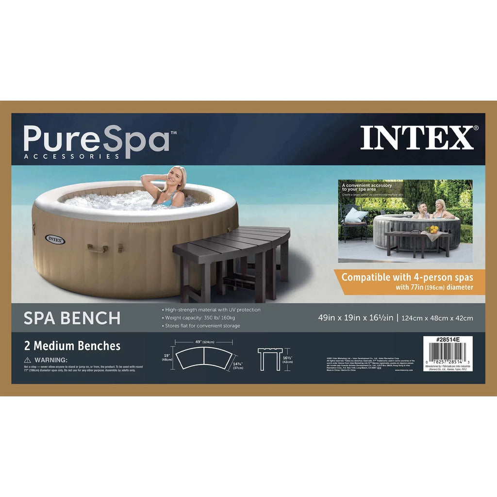 4 Intex w/ Accessories 2 PureSpa Benches, Compatible Spas Medium Person