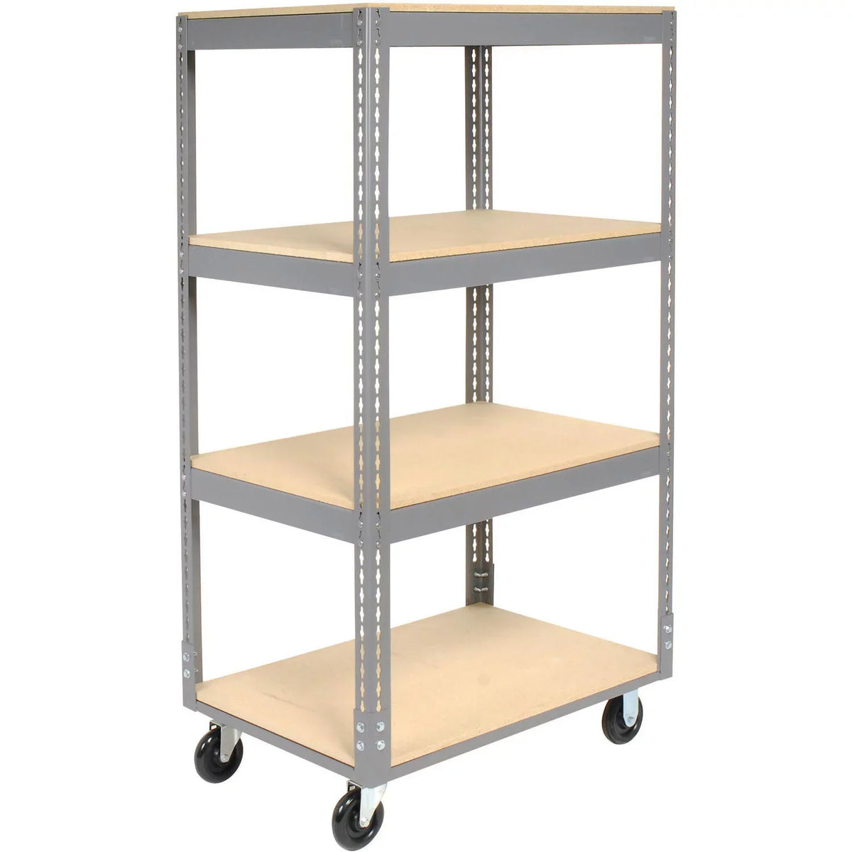 Boltless Casters, 48"L Easy 4 Polyurethane Shelf x x 65"H Truck, 24"W Wood Shelves, Adjust